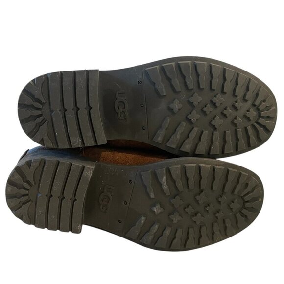 UGG Blayre III Brown Chipmunk Leather Sheepskin Buckle Zip Moto Boots - Picture 9 of 16